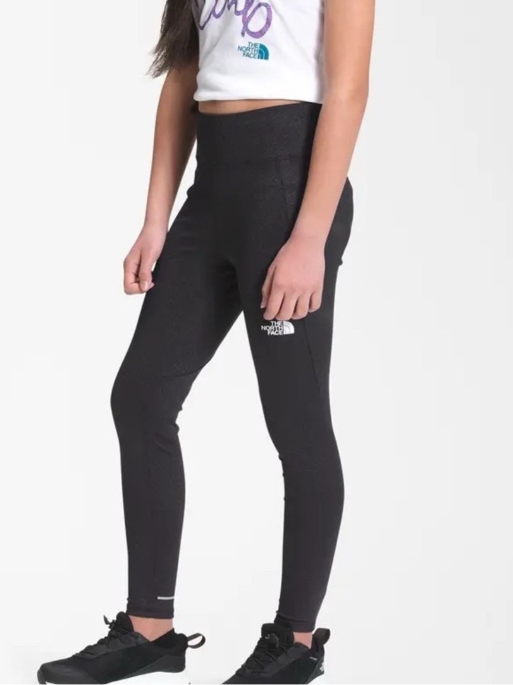 EUC Northface girls glitter leggings XXS black